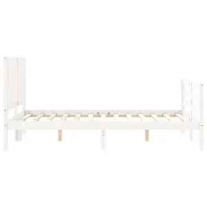 Berkfield Bed Frame with Headboard White Small Double Solid Wood