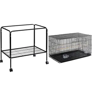 Yaheetech Black Metal Bird Cage Flight Cage with Rolling Stand Extra Space