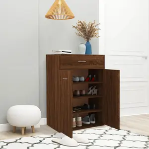 Berkfield Shoe Cabinet Brown Oak 60x35x84 cm Engineered Wood