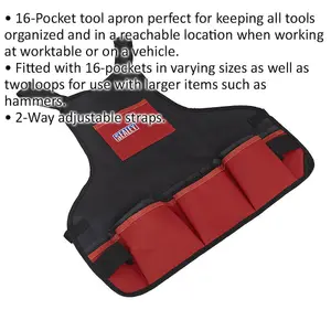 16-Pocket Mechanics Tool Apron with Hammer Loops for Efficient Tool Storage