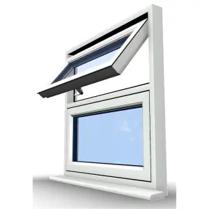 1095mm (W) x 1095mm (H) PVCu Flush Casement Window - 1 Top Opening Window - White Internal & External