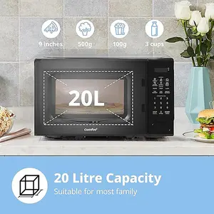 Comfee 700W 20L Countertop Microwave Oven with LED Display and Touch Control,Black