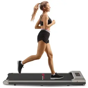 Space Saving Motorised Treadmill Walking Machine with LCD Display(Grey)