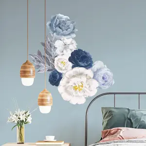 Walplus Elegant Blue Watercolour Peonies Wall Stickers Mural Decal