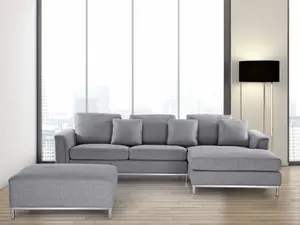 Left-Hand Corner Sofa OSLO Light Grey Fabric Left Hand