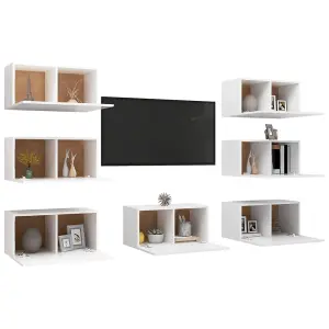 Berkfield TV Cabinets 7 pcs White 30.5x30x60 cm Engineered Wood