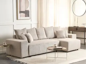 Corner Sofa LUSPA Taupe Corduroy Left Hand