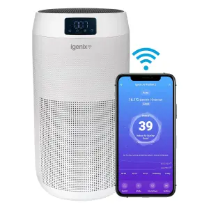 Igenix IGPK27 Smart WIFI Air Purifier with Smart Features, 2 H13 HEPA Filters Included