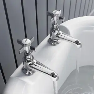 Nes Home Classic Victorian Design Chrome Single Pair Of Hot And Cold Bath Taps