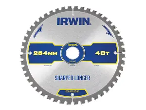 IRWIN Construction Mitre Circular Saw Blade 254 x 30mm x 48T ATB/Neg