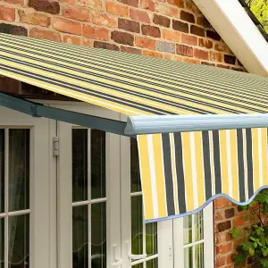 Primrose Awnings 2.0m x 1.5m Retractable Manual Standard Yellow & Grey Awning Outdoor Patio Canopy