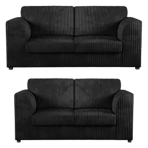 Luxor Jumbo Cord 3 + 2 Fabric Sofa Suite - Fullback Black