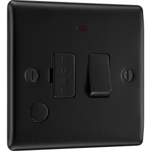 BG Nexus Metal Switched FCU with LED and Flex Outlet, Matt Black