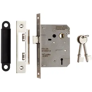 76mm 3 Lever Contract Sashlock Square Forend Nickel Plated Door Latch