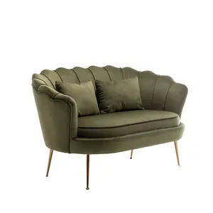 2 Seater Loveseat Small Sofa in Sage Green Velvet Fabric