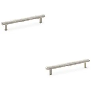 2 PACK - Knurled T Bar Pull Handle - Satin Nickel - 160mm Centres Premium Drawer Door