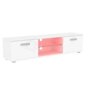 Vida Designs Cosmo White 2 Door LED TV Unit 160cm Sideboard Cabinet