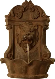 Primrose 40cm Dark Brown Small Lion Head Feature Wall Mounted Water Fountain