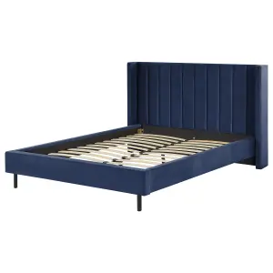 Velvet EU King Size Bed Navy Blue VILLETTE