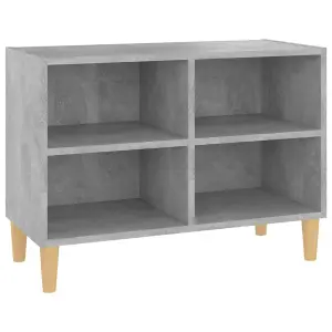 Berkfield TV Cabinet with Solid Wood Legs Concrete Grey 69.5x30x50 cm