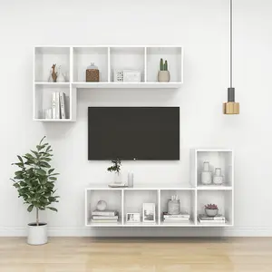 Berkfield Wall-mounted TV Cabinet High Gloss White 37x37x72 cm Engineered Wood