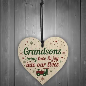 Red Ocean Grandson Gifts From Grandparents Wooden Heart Birthday Christmas Xmas Keepsake Nan Gift