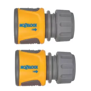 Hozelock Standard Hose End Connector (Pack of 2) Grey/Yellow (0.5in)