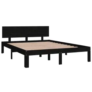 Berkfield Bed Frame Black Solid Wood 150x200 cm King Size