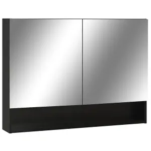 Berkfield LED Bathroom Mirror Cabinet Black 80x15x60 cm MDF