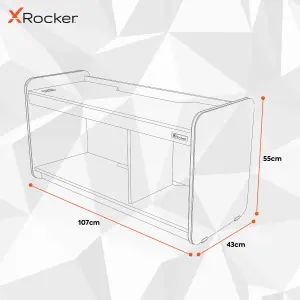 X-Rocker Electra RGB TV Stand Media Unit for up to 42" TV's, Entertainment Centre App Controlled LED Lights - BLACK