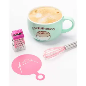 Pusheen Catpusheeno Mug and Stencil Set Turquoise/Pink (One Size)