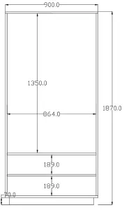 MOSS 2 Door Wardrobe in Walnut Colour