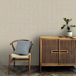 Holden Decor Basket Weave Beige Wallpaper Traditional Realistic Feature Wall