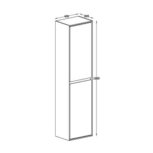 Norton Light Grey & Oak Wall Hung Bathroom Tall Storage Unit (H)1600mm (W)400mm