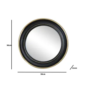 Melody Maison Round Black & Gold Wall Mirror 90cm x 90cm