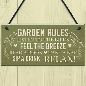 Red Ocean Outdoor Plaques For Garden Garden Rules Sign Novelty Hanging Summer House Sign Garden Shed Friendship Gift