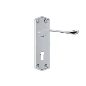 Colours Sheya Polished Chrome effect Aluminium Scroll Lock Door handle (L)111mm (D)86mm, Pair