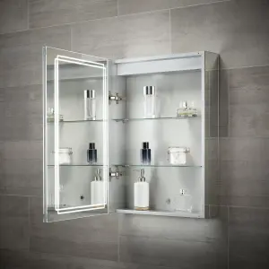 Sensio Harlow Wall-mounted Illuminated Mirrored Bathroom Cabinet with shaver socket (W)500mm (H)700mm