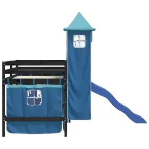 Berkfield Kids' Loft Bed with Tower without Mattress Blue 90x200 cm