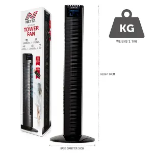 NETTA 36 Inch Tower Fan With Remote Control, Timer Quiet Cooling for Living Room, Bedroom, Office - Black