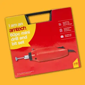 Amtech V2560 Mini Drill (60 piece) with Bit Set for Craft and DIY