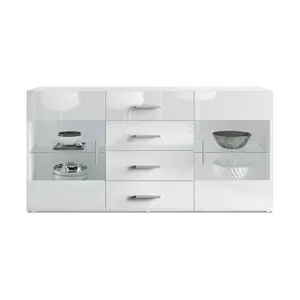 Sideboard Brano White (matt)/White (glossy) / No