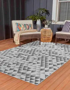 Modern Triangle Design Outdoor-Indoor Rugs Dark Grey 160x230 cm