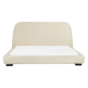 Fabric EU King Size Bed Beige ROISEL