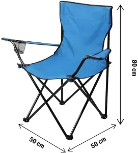 Compact Quick Folding Camping Chair with Arm Rest Carrying Bag and Drink Holder for Outdoor Use (Blue)