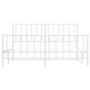 Berkfield Metal Bed Frame without Mattress with Footboard White 150x200cm