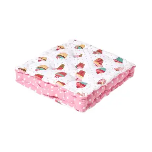 Homescapes Cotton Cup Cakes Floor Cushion, 40 x 40 cm