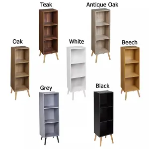 URBNLIVING 80cm Height  3 Tier Antique Oak Wooden Storage Cube Bookcase Scandinavian Style Beech Legs