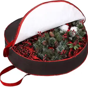 Ram Black Large Christmas Wreath Storage Bag Waterproof Xmas Storage Bag With Zip And Handles Suitable For 30 INCHES