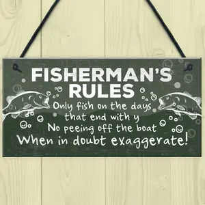 Red Ocean Funny Fishing Gifts For Men Hanging Plaque Fisherman Sign Gift For Dad Grandad Son Brother